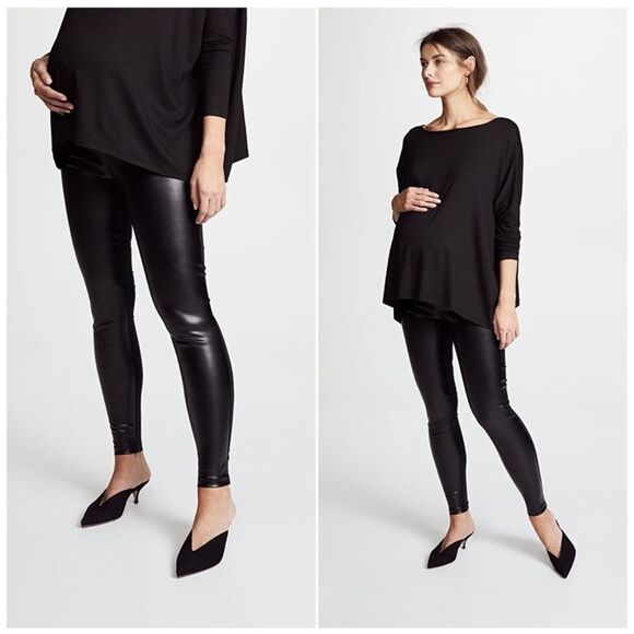 Hatch Night Out Faux Leather Maternity Leggings Black Size Small - Picture 2 of 9